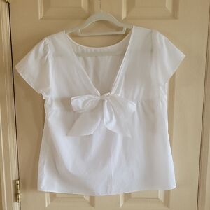 Ann Taylor White Bow Accent Blouse